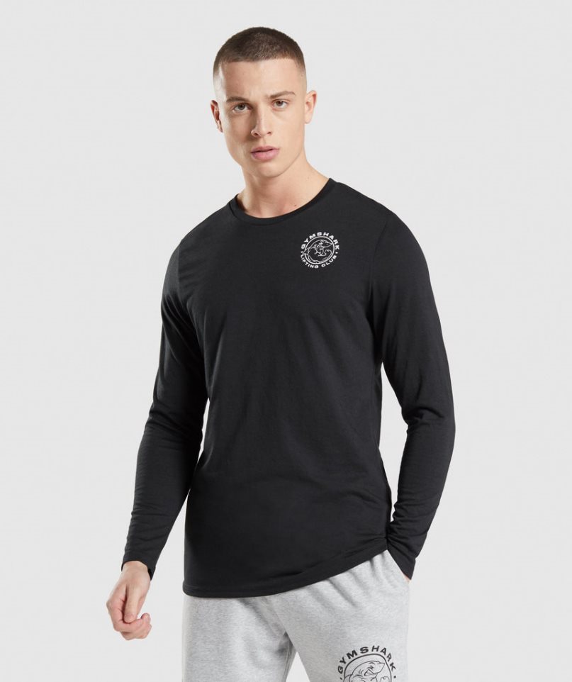 Koszulki Gymshark Legacy Long Sleeve Męskie Czarne | PL 934MKY